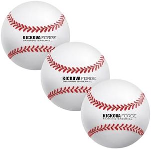 KICKOVA Forge Baseballs – Pack of 3 Official Size & Weight Training Baseballs for Practice, Youth & Adult Players – Durable Artificial Leather Hardballs for Hitting, Fielding & Backyard Baseball