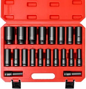 Advwin 1/2" Drive Impact Socket 20 Piece, Deep Impact Socket Set Metric 8-32mm, CR-V, Garage Workshop Tool Set