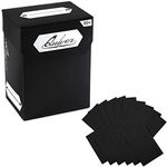 Black Standard Trading Card Deck Box and Sleeves Bundle - 80+ Quiver Deck Block with Double Dividers (Commander MTG Deck Box MTG) + 100 Artemis Black Card Sleeves with Black interior (66 x 93 mm)