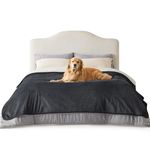 LE SURE Waterproof Fleece Blanket Washable - 229x218cm Blanket For Large Dogs and Pets, Versatile Dog Throw Queen Protects Bed and Sofa with Soft Plush, Grey Black