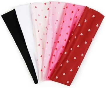 TERSE Valentine’s Day Headbands for Women Valentine Women's Hair Accessories: Cute Heart Print Head Bands for Women's Hair Red Pink Cloth Hairband Gifts 6PCS