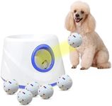 Automatic Ball Launcher for Dogs,Dog Ball Thrower Launcher with 3 Launching Distance 20-45FT,6 2.3 Inch ETPU Tennis Balls,Interactive Dog Toys Indoor Outdoor Ball Thrower Machine for Small/Medium Dogs