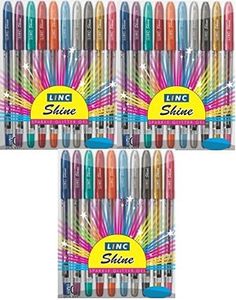 Linc Shine Sparkle Glitter Gel Pen - Pack of 3 (30 Pens) Glitters Gel Pens - Genuine buy with E-Retail Deals