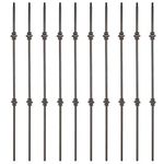 Myard Double Knuckle 1/2" Square Iron Stair Balusters (10-Pack), 44" Satin Black + Oil-Rubbed Copper