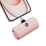 iWALK Portable Charger for iPhone 16/15, 20W 4800mAh USB C Power Bank Fast Charging, Mini Phone Charger Battery Pack for iPhone 15/15 Plus/15 Pro/15 Pro Max Samsung S22/23 Series Andriod, Pink