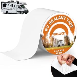 WELLUCK RV Roof Tape Sealant Roofing Tape, 6 Inch X 50 Foot Natural White RV Tape for Roof Repair Camper Trailer Boat Sealing Leak Repair, UV & Waterproof