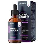 Ashwagandha Supplement Liquid Drops - High Strength of 60,000mg per 60ml Bottle at 4X Concentration - Vegan - 2 Month Supply of Premium Ashwagandha Extract - 60 Servings - Made in UK by Balance