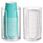 KIMCHOMERSE Bathroom Cup Dispenser, Mouthwash Cup Dispenser, Small Paper Cup Holders for 3oz-5oz Disposable Rinsing Cups Storage, Compact Vanity Cup Organizer - 2 Packs Clear