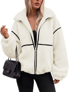 Trendy Queen Womens Sherpa Fleece Jacket Zip Up Oversized Coats White L