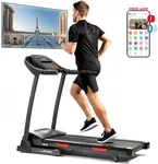 Sunny Health & Fitness Premium Folding Incline Treadmill with Pulse Sensors, One-Touch Speed Buttons, Shock Absorption, Optional Bluetooth with Exclusive SunnyFit App