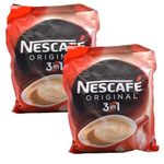 Nescafe 3 in 1 Original Soluble Ground Coffee Beverage, 30 Sachets Bag - Medium Roast - Pack of 2 (Imported)