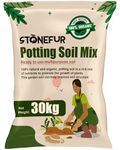 STONEFUR Potting Mix Soil for Plants 30kg Fertilizer for Plants 30kg Garden Soil for Plants Less All Purpose Ready to use Potting Mix Made with vermicompost/Neem Cake/Potash/River Sand/Bone Meal 30kg