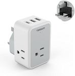 Canada to UK Plug Adapter, TESSAN UK Travel Plug Adapter with 3 Outlets 3 USB Chargers (1 USB C), Type G International Power Adapter for CA/US to Ireland England British Singapore Dubai Hong Kong