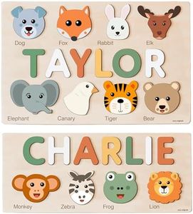 Custom Handmade Puzzles for Toddlers | Multi Color Scheme Options Wooden Name Puzzle | Baby Shower Gift, Easter Gift, New Baby Gift, Christmas Gift, Birthday Gift for Bab, Kid, Toddler | Toddler Toys