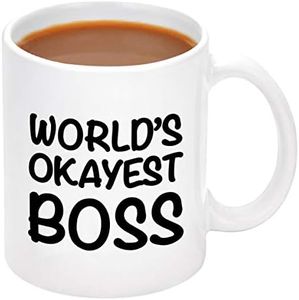 Cabtnca Worlds Best Boss Mug Okayest Boss Mug the Office Worlds Best Boss Bosses Day Gifts for Men Women Coffee Mugs Cups for Boss 11 Oz White