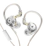 KZ EDX Pro IEM Earphone, HiFi Stereo Special Dual Magnetic Circuit Dynamic Driver Resin Inlay Metal Process in-Ear Monitors Earbuds with 5N OFC 2Pin Detachable Cable (White, with Mic)