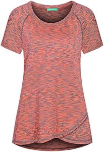 Kimmery Womens Workout Tops for Women Short Sleeve Shirts for Women Summer Tops Light Orange Shirt XXL