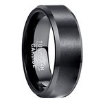 NUNCAD Black Matte Tungsten Ring for Men Women 8mm Black Band Rings for Wedding Engagement Ring Comfort Fit Size U1/2(63.4mm)