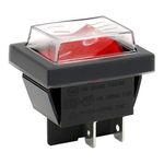 Heschen Rocker Switch ON-OFF DPST 4 Terminals Red Light 16A 250VAC with Waterproof Cover (1)