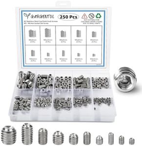 Set Screw Assortment Kit (250 Pcs) - Metric Sizes M3, M4, M5, M6, M8-304 Stainless Steel Cupped & Hex Head Cap Point Grub Screws - Perfect for Door Knobs, Home Repair, Furniture, and More!