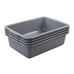 Zopnny Pack of 4 Plastic Bus Tub, Large Commercial Utility Bus Boxes Set, 35 L, Grey