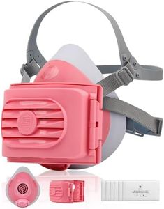 BEESAFETY 1-Pack 2818 Pink Reusable Half Face Respirator Mask with 6 Filter and 12-Pack P2 Dust Replacement Filter