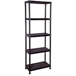 Taylor & Brown 5 Tier Heavy Duty Black Plastic Garage Storage Shelving 60cm Wide Shelves Shed Shelf Unit Home Office Pantry Workshop Racking (60 x 30 x 172cm)