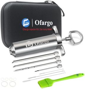 Ofargo 304-Stainless Steel Meat Injector Syringe with 4 Marinade Needles and Travel Case for BBQ Grill Smoker, gifts for men dad hunsband in Thanksgiving Christmas day