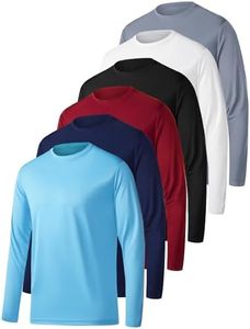 OYGSieg 6 Pack Long Sleeve Shirts for Men Moisture Wicking UPF SPF Sun Protection Tee Shirts Workout T Shirts Casual L