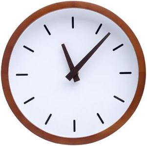 Driini Modern Mid Century Wood Analog Wall Clock - Battery Operated with Silent Sweep Movement - Large, Oversized Wooden Clocks for Bedrooms, Bathroom, Kitchen, Living Room, or Office (16")