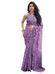 Satrani Women's Georgette Sequence Work Saree with Unstitched Blouse Piece (3775S106N_Dusty Lavender4)