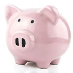 Piggy Bank, Mini & Small Cute Ceramic Coin Money Piggy Bank, Makes a Perfect Unique Gift, Nursery Décor, Keepsake, Or Savings Piggy Bank for Kids Adult (Pink)