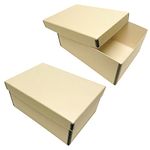 Lineco Photo Card Box, Museum-Quality Archival Storage, Acid-Free with Removable Lid, Bulk Storage for Negatives, Prints, Films, Photos, Snapshot, 5x8x12 Inches, Tan, 2 Pack