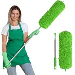 Vicloon Feather Duster Extendable, 100 Inches Microfiber Duster Cleaning Steel Telescopic Duster Feather Duster with Bendable and Window Slot Cleaning Brush Hand for Cleaning Ceiling Fans, Cars…