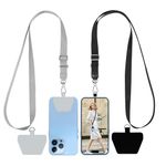 SHANSHUI 2 Pack Phone Lanyard, 2X Durable Pads Universal Nylon Phone Neck Lanyard Phone Charm Tether Tab Crossbody Lanyard for Cell Phone Fit All Smartphones (Black & Grey)