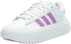 adidas Women's Grand Court Platform Sneaker, White/Preloved Purple/Preloved Purple, 10