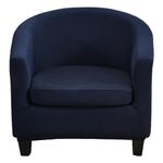 Byforphye Tub Chair Covers, Stretch Club Chair Slipcover 2-Piece Set Round Barrel Chair Covers with Cushion Cover Armchair Covers with Elastic Bottom for Club Bar Counter Living Room (Navy Blue)