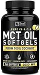 Pure MCT Oil Capsules (360 Softgels | 3000mg) 4 Month Supply Keto Pills w Unrefined Coconut - C10 & C8 Brain Fuel, Energy, Octane Ketosis