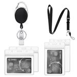 Vicloon Retractable Lanyard and Badge Holder Set, Includes 4Pcs Transparent ID Card Holder, Retractable Badge Holder and Detachable Neck Strap Lanyard for Key Ring ID Card