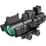 MidTen 4x32 Tactical Rifle Scope Red & Green & Blue Illuminated Reticle Hunting Guns Scope with Mount for 20mm Rail & Fiber Optic Sight