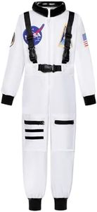 Dormstop Astronaut Costume for Kid Boy NASA Pilot Jumpsuit Baby Halloween Space Suit Toddler Spaceman Outfit Pretend Dress up (white, 3-4 Years)