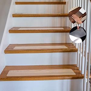 Non Slip Stair Treads 4'' x 32'', for Floor, Bathtub, Bathroom Soft and Waterproof Tape, Clear Anti-Slip Lndoor Outdoor Strips, Anti-Skid Staircase Stickers(15Pack)
