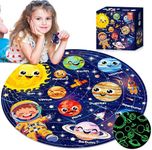 ZIZZ Puzzle for Kids Ages 4-6: Glow in The Dark Solar System Jigsaw Puzzles 70 Piece Space Planets Large Floor Puzzle for Kids 3-10 Years Old Educational Toy Gift for Boys Girls Birthday Christmas