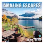 RED EMBER Amazing Escapes 2025 Hangable Monthly Wall Calendar | 12" x 24" Open | Thick & Sturdy Paper | Giftable | Beautiful Scenic Nature | Travel the World