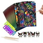 Scratch Art for Kids, 50 Pcs Magic Rainbow Scratch Paper for Children, Black Scratch Off Paper for Toddler Preschool Girl Boy Holiday Christmas Classroom Birthday Gifts (5.31" x 7.6")