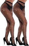 VEBZIN 2 Pack Sparkly Tights Black 