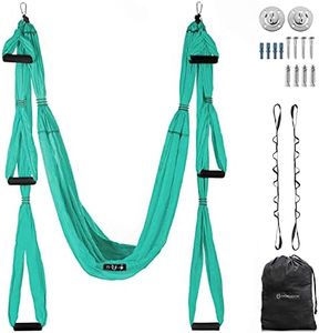 Aerial Yoga Swing - Ultra Strong Antigravity Yoga Hammock/Trapeze/Sling for Air Yoga Inversion Exercises - 2 Extensions Straps Included (Turquoise)