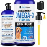 Omega 3 Fish Oil for Dogs – Wild-Caught Fish Blend with EPA & DHA – Liquid Dog Supplement for Skin & Coat Care – Normal Shedding Maintenance – for All Breeds & Ages