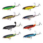 Nuguri Topwater Fishing Lures Set 8PCS Plopper Bass Lures with Floating Rotating Tail Artificial Hard Bait Swimbaits Slow Sinking Hard Lure Fishing Tackle Kits