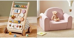 Tiny Land Wooden Baby Walker,2-in-1 Foldable Kids Couch